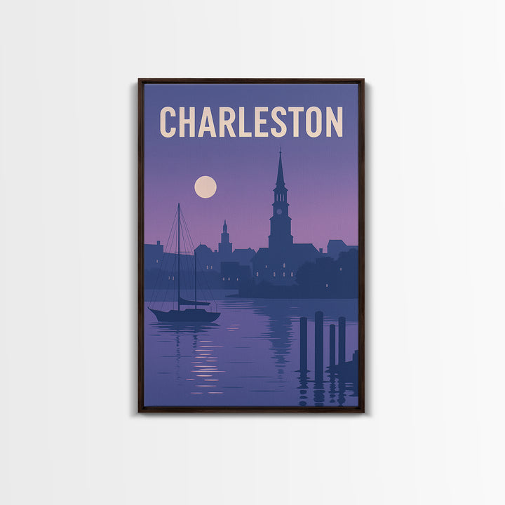 Charleston South Carolina Travel Poster, Canvas Print, Mid Century City Wall Art, Charleston Art Print, City Travel Prints, Wall Decor