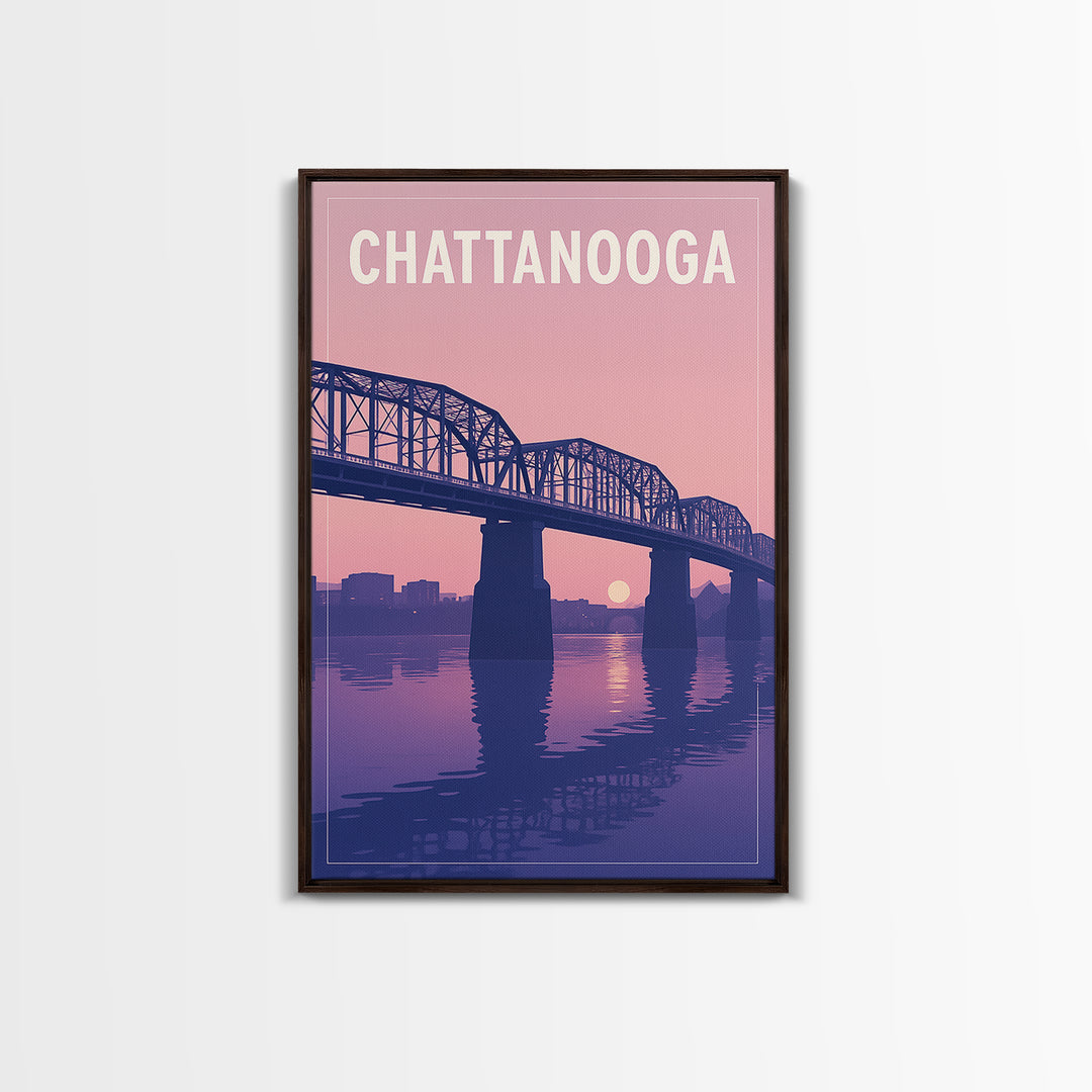 Chattanooga Tennessee Travel Poster, Canvas Print, Classic Poster Art, Chattanooga Poster Print, Watercolor Skyline Art, Travel Art Print