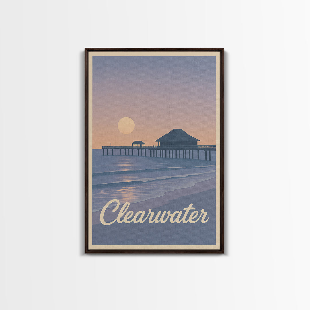 Clearwater Travel Poster, Canvas Print, Mid Century City Wall Art, Clearwater Art Print, Wanderlust Decor, Fine Art Print, Travel Wall Art