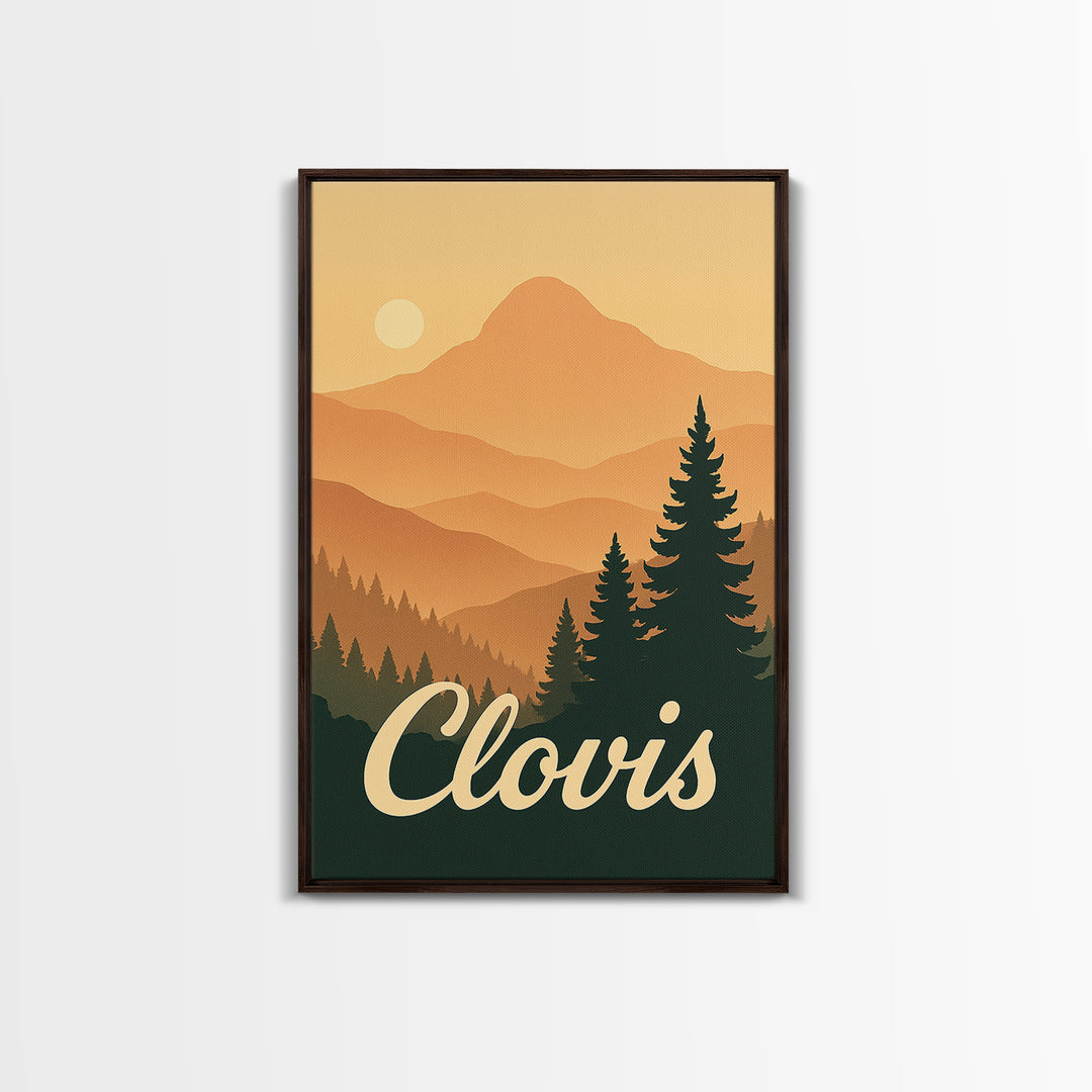 Clovis California Travel Poster, Canvas Print, Mid Century City Wall Art, Clovis Travel Art, Mid Century Wall Art, Travel Print, Home Decor