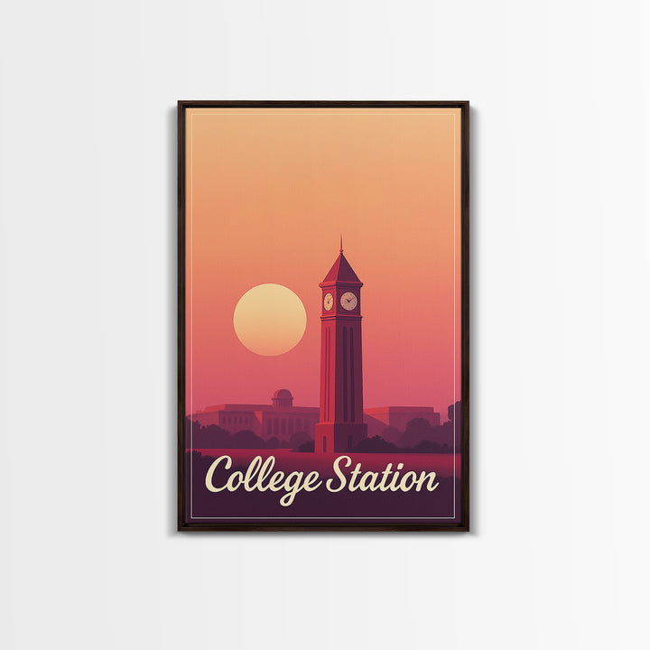 College Station Texas Travel Poster, Canvas Print, Mid Century City Wall Art, College Station City Art, Travel Print, Travel Poster Set