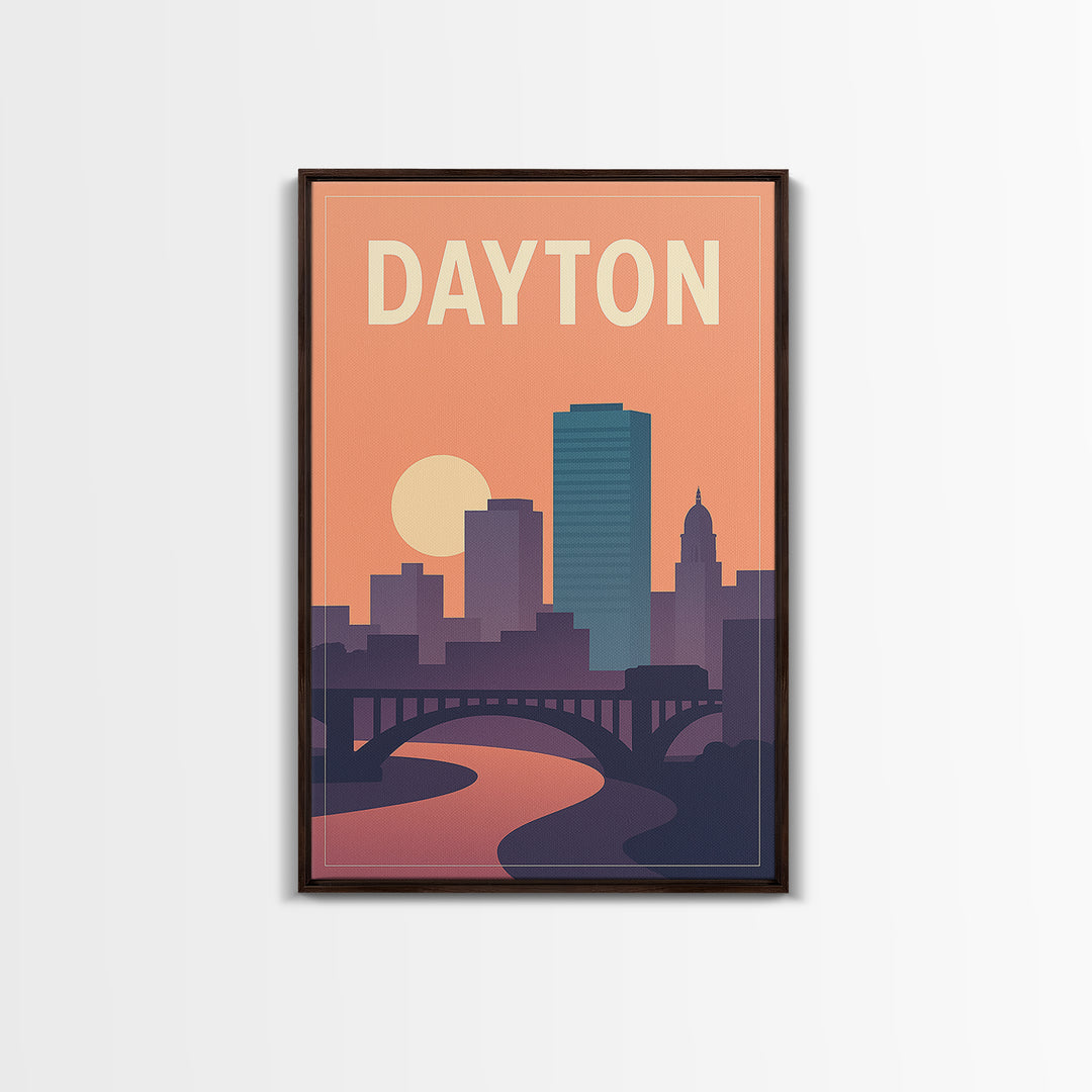 Dayton Travel Poster, Canvas Print, Classic Travel Poster Art, Dayton Wall Art, City Travel Prints, Travel Art Print, Travel Wall Art