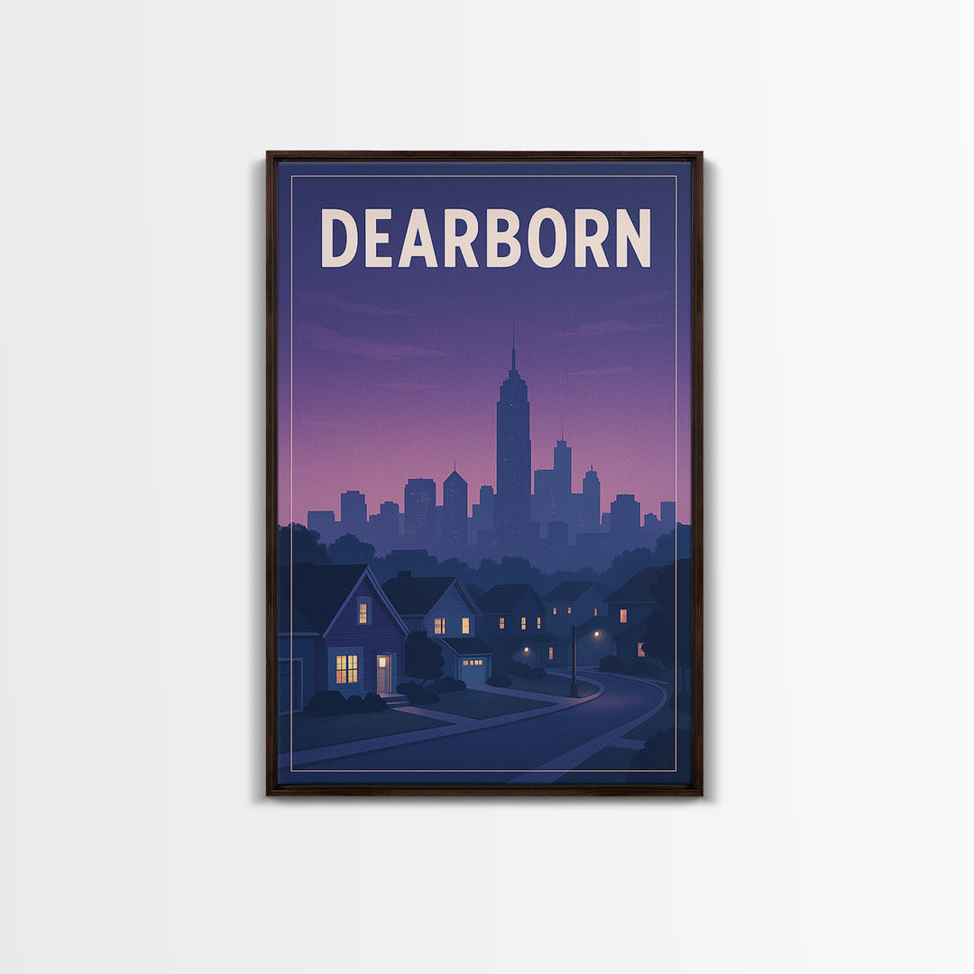 Dearborn Michigan Travel Poster, Framed Canvas Print, Vintage Travel Poster Art, Dearborn Wall Art, Fine Art Print, Vintage Travel Print