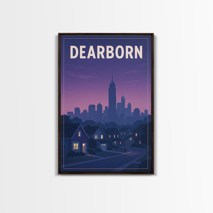 Dearborn Michigan Travel Poster, Framed Canvas Print, Vintage Travel Poster Art, Dearborn Wall Art, Fine Art Print, Vintage Travel Print