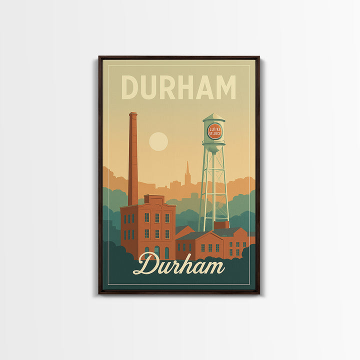 Durham North Carolina Travel Poster, Canvas Print, Mid Century City Wall Art, Durham Print, Travel Prints, Travel Poster Set