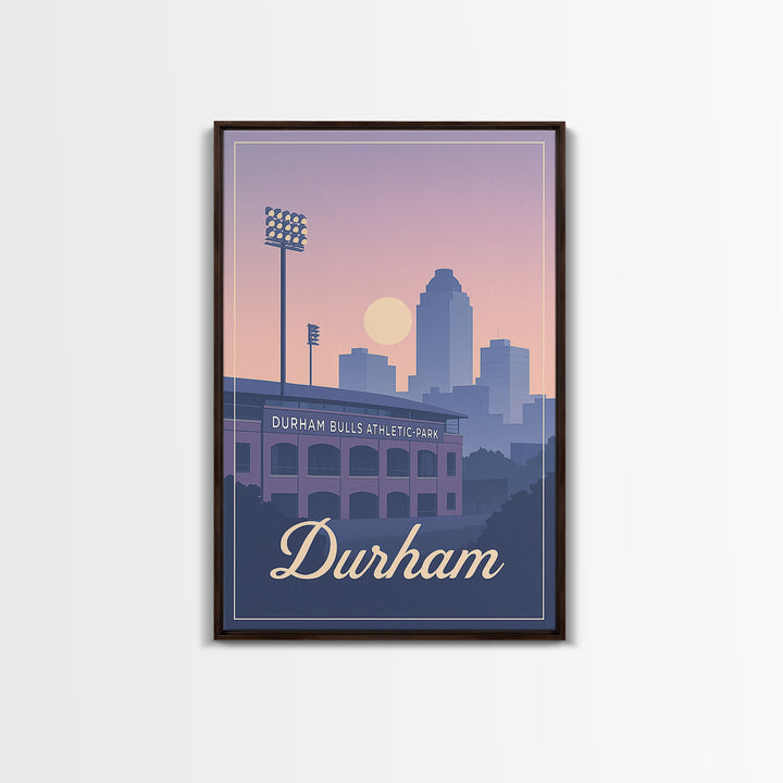 Durham Travel Poster, Framed Canvas Print, Vintage Travel Poster Art, Durham Poster Print, City Illustration, Gift For Travelers