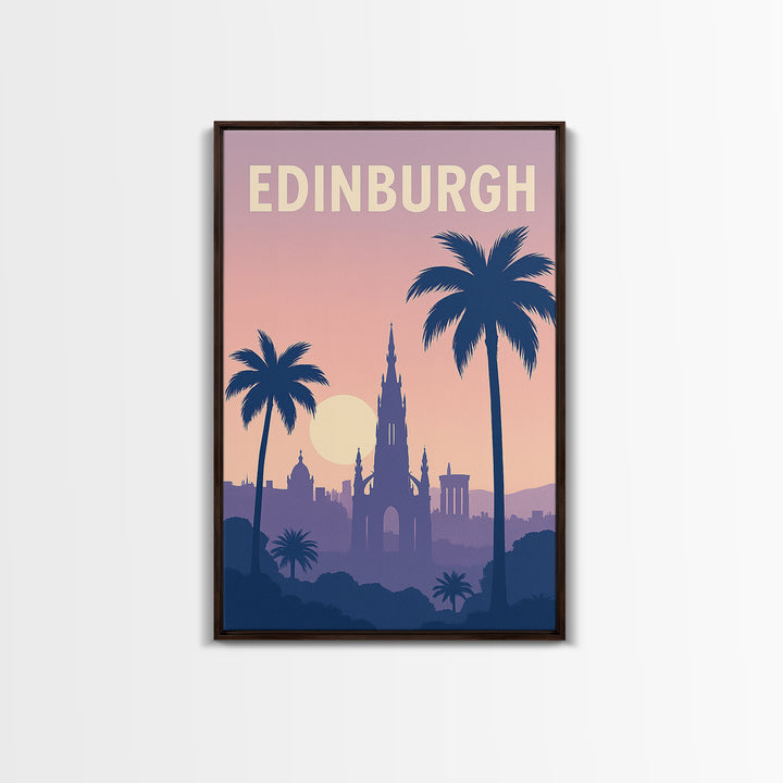 Edinburgh Texas Travel Poster, Framed Canvas Print, Mid Century City Wall Art, Edinburgh City Art, Vintage Travel Print, Gift For Travelers