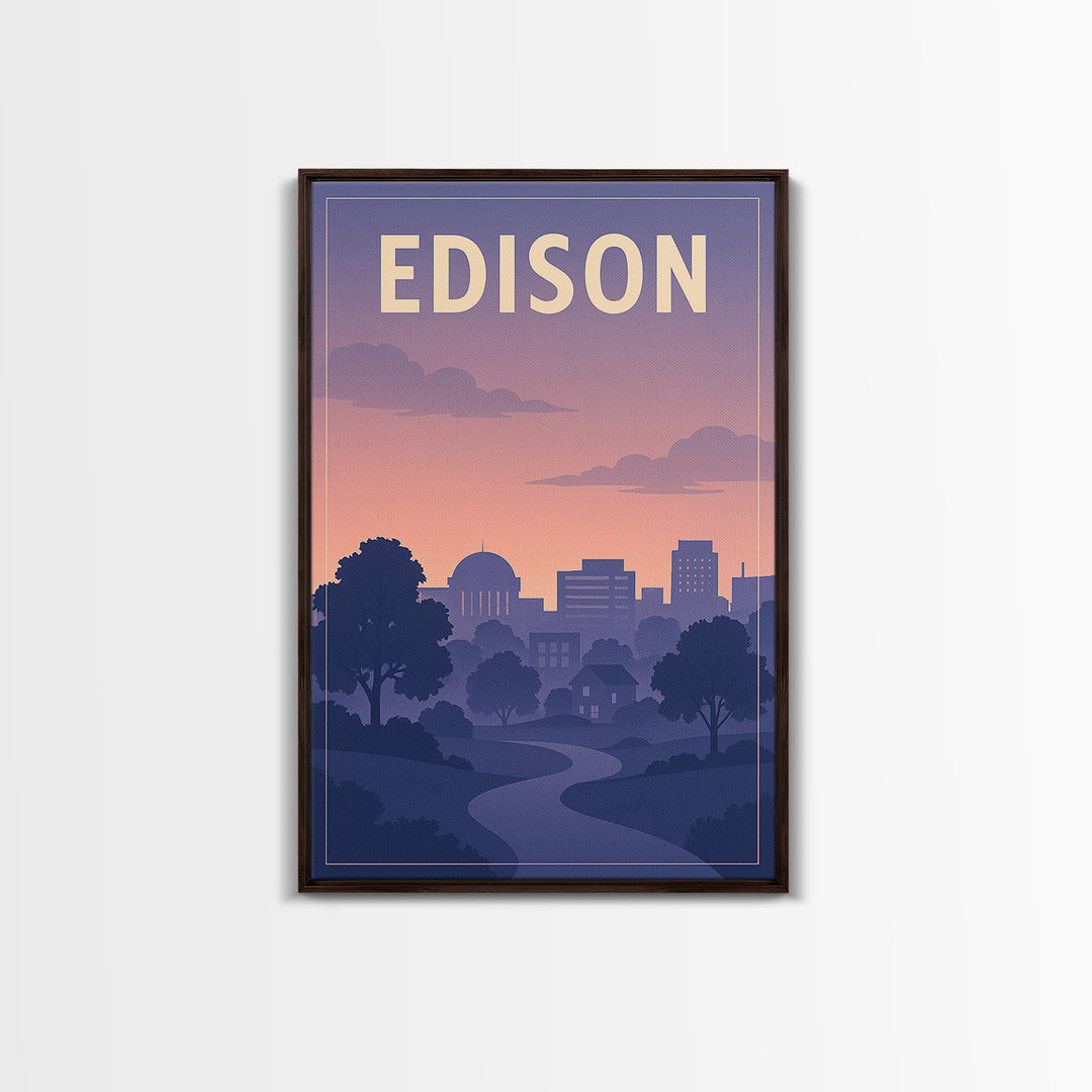 Edison New Jersey Travel Poster, Canvas Print, Mid Century City Wall Art, Edison Wall Art, City Art Print, Office Decor, Travel Print