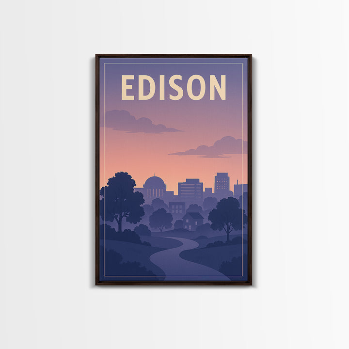 Edison New Jersey Travel Poster, Canvas Print, Mid Century City Wall Art, Edison Wall Art, City Art Print, Office Decor, Travel Print