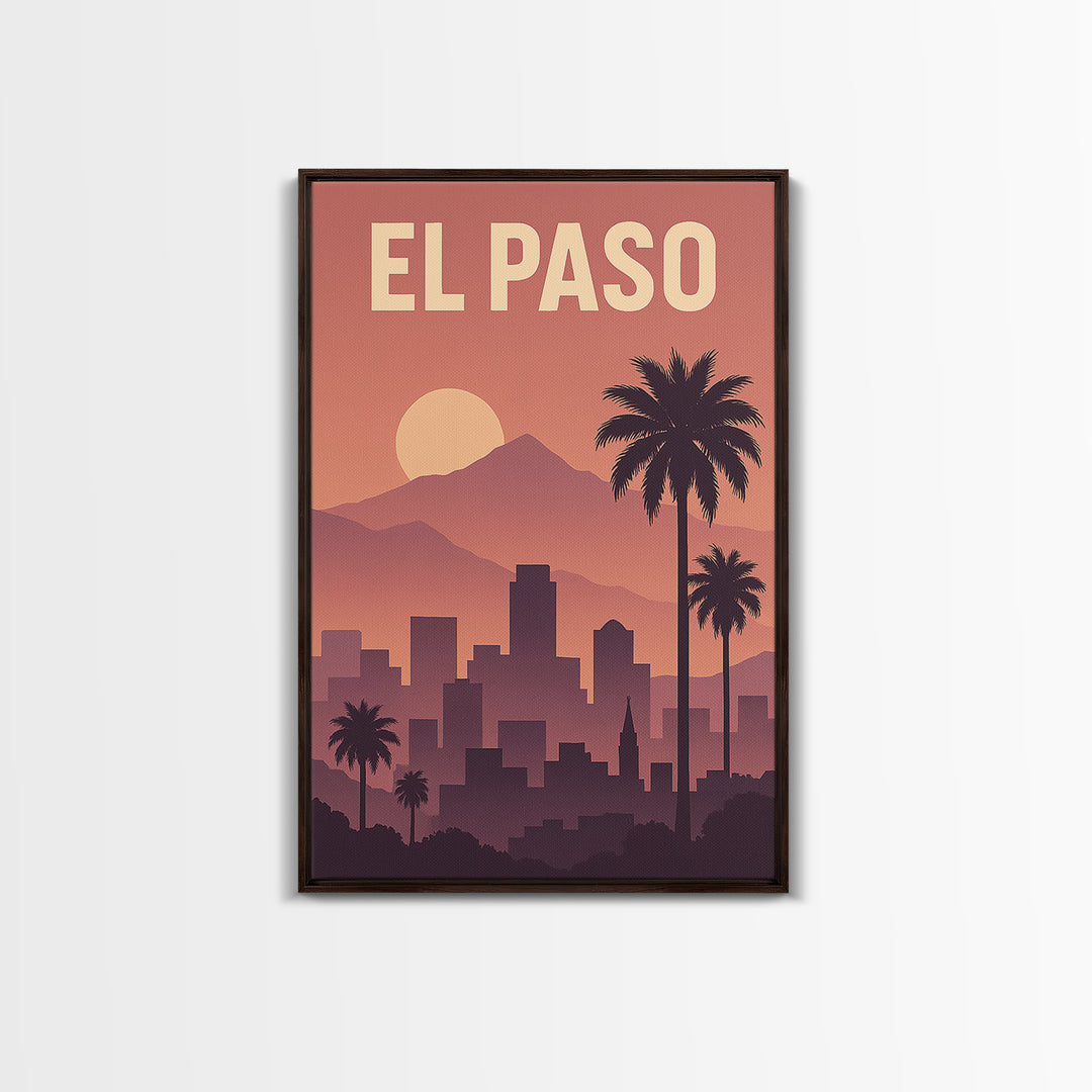 El Paso Texas Travel Poster, Canvas Print, Mid Century City Wall Art, El Paso City Art, Eclectic Wall Decor, City Illustration, Office Decor