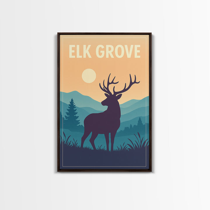 Elk Grove Travel Poster, Canvas Print, Mid Century City Wall Art, Elk Grove City Art, City Art Print, Mid Century Wall Art, Poster Print
