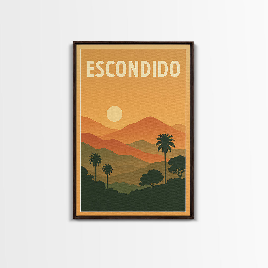 Escondido Travel Poster, Canvas Print, Classic Travel Poster Art, Escondido City Art, Vintage City Poster, Travel Wall Art, Travel Gift