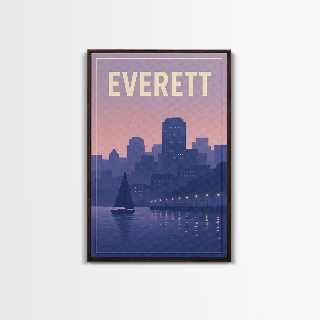 Everett Washington Travel Poster, Canvas Print, Vintage Poster Art, Everett Travel Art, Travel Poster Set, Vintage City Art, Travel Wall Art
