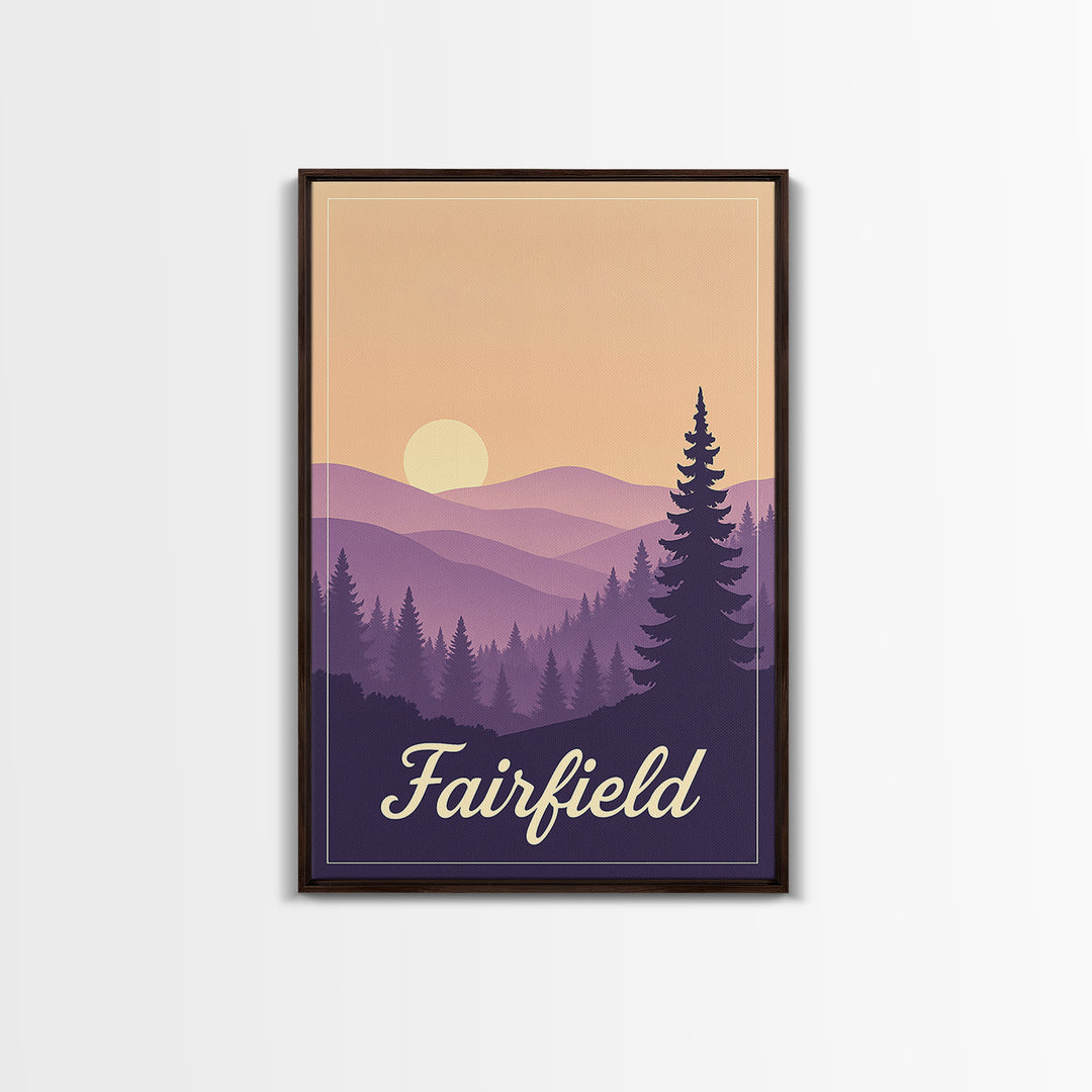 Fairfield California Travel Poster, Canvas Print, Mid Century City Wall Art, Fairfield Travel Art, Home Office Decor, Travel Wall Decor