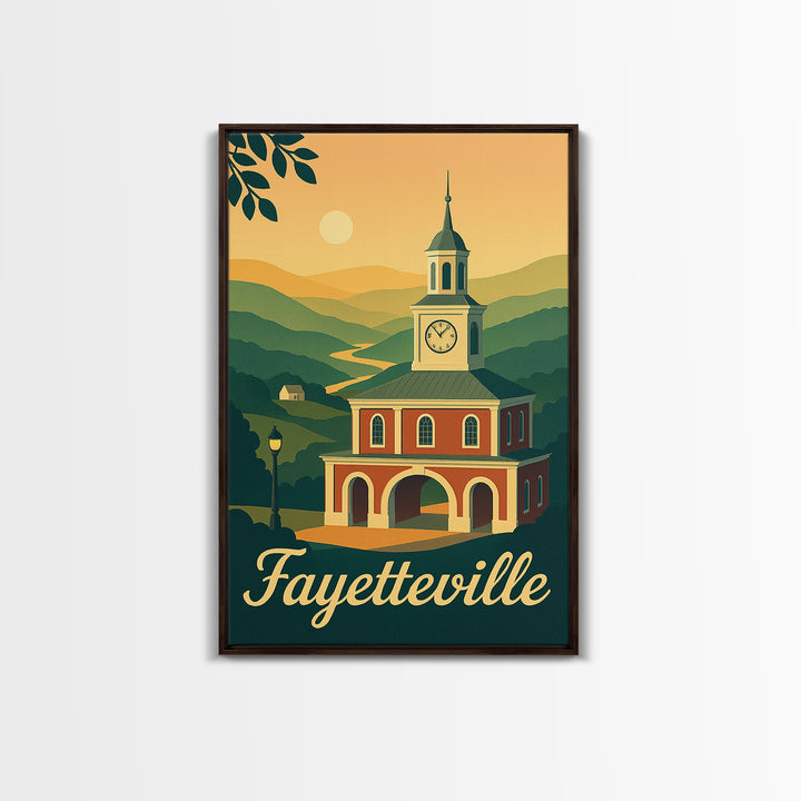 Fayetteville North Carolina Travel Poster, Canvas Print, Mid Century City Wall Art, Fayetteville Poster Print, City Illustration, Art Print