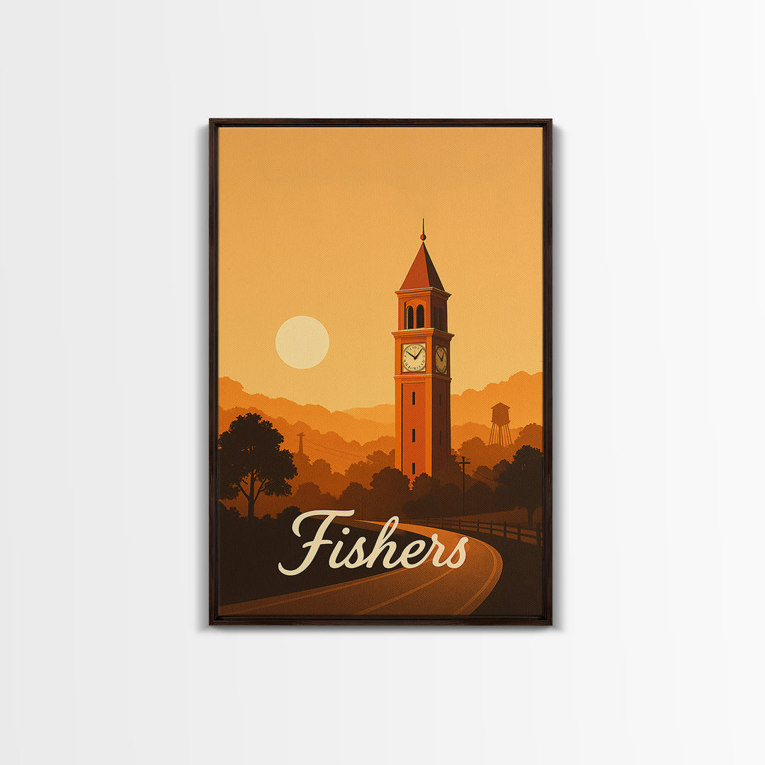 Fishers Indiana Travel Poster, Canvas Print, Classic Travel Poster Art, Fishers Wall Art, Fine Art Print, Wall Art, Eclectic Wall Decor