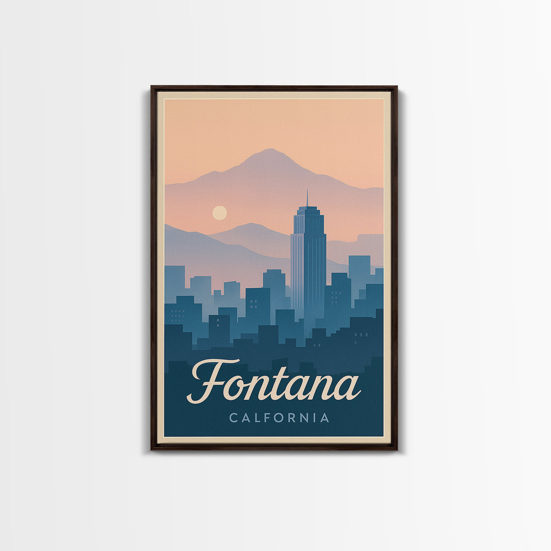 Fontana Travel Poster, Canvas Print, Mid Century City Wall Art, Fontana Poster Print, Gift For Travelers, Retro Travel Print, Wall Art