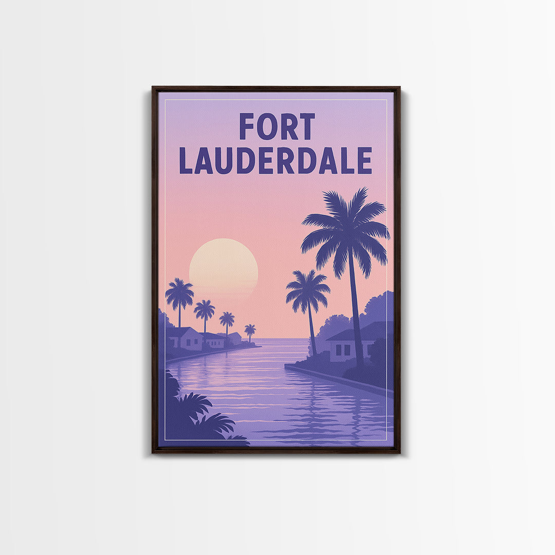 Fort Lauderdale Florida Travel Poster, Canvas Print, Mid Century City Wall Art, Fort Lauderdale Wall Art, Wanderlust Decor, Wall Art