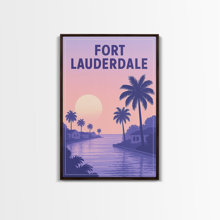 Fort Lauderdale Florida Travel Poster, Canvas Print, Mid Century City Wall Art, Fort Lauderdale Wall Art, Wanderlust Decor, Wall Art