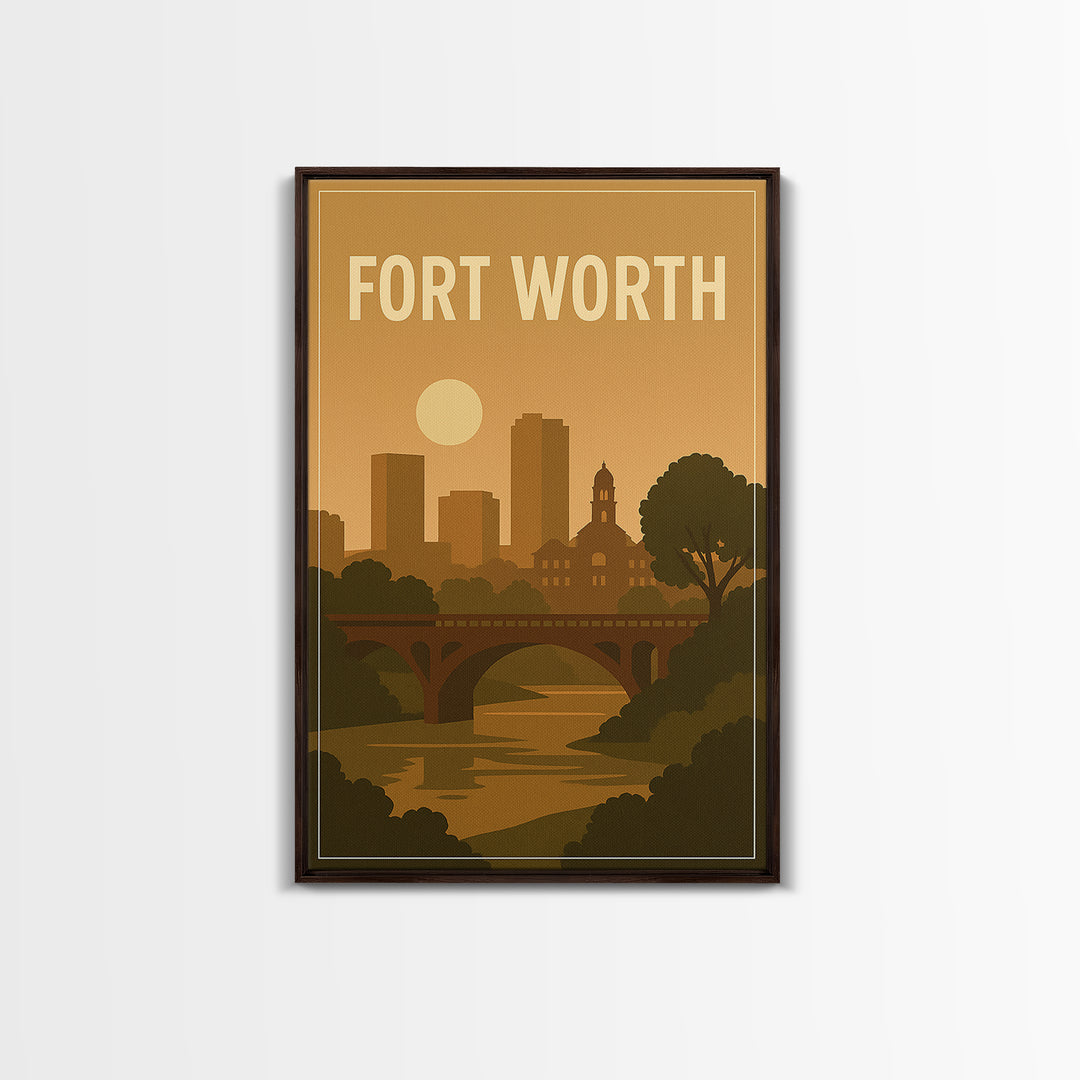 Fort Worth Texas Travel Poster, Canvas Print, Mid Century City Wall Art, Fort Worth Poster Print, Fine Art Print, Modern Wall Decor