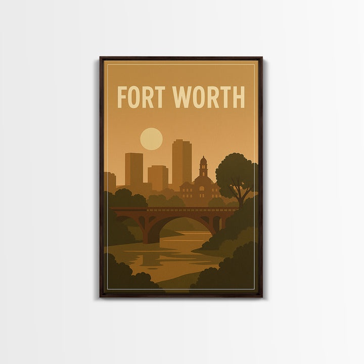 Fort Worth Texas Travel Poster, Canvas Print, Mid Century City Wall Art, Fort Worth Poster Print, Fine Art Print, Modern Wall Decor