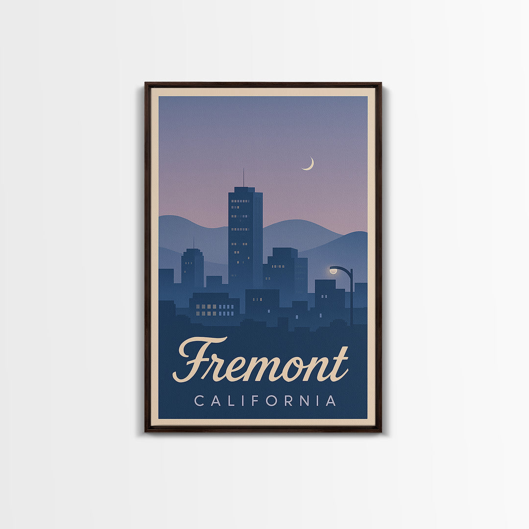 Fremont Travel Poster, Canvas Print, Retro Sunset Skyline Art, Fremont Poster Print, Mid Century Wall Art, Fine Art Print, Travel Wall Art