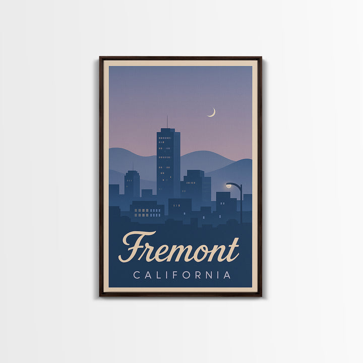 Fremont Travel Poster, Canvas Print, Retro Sunset Skyline Art, Fremont Poster Print, Mid Century Wall Art, Fine Art Print, Travel Wall Art
