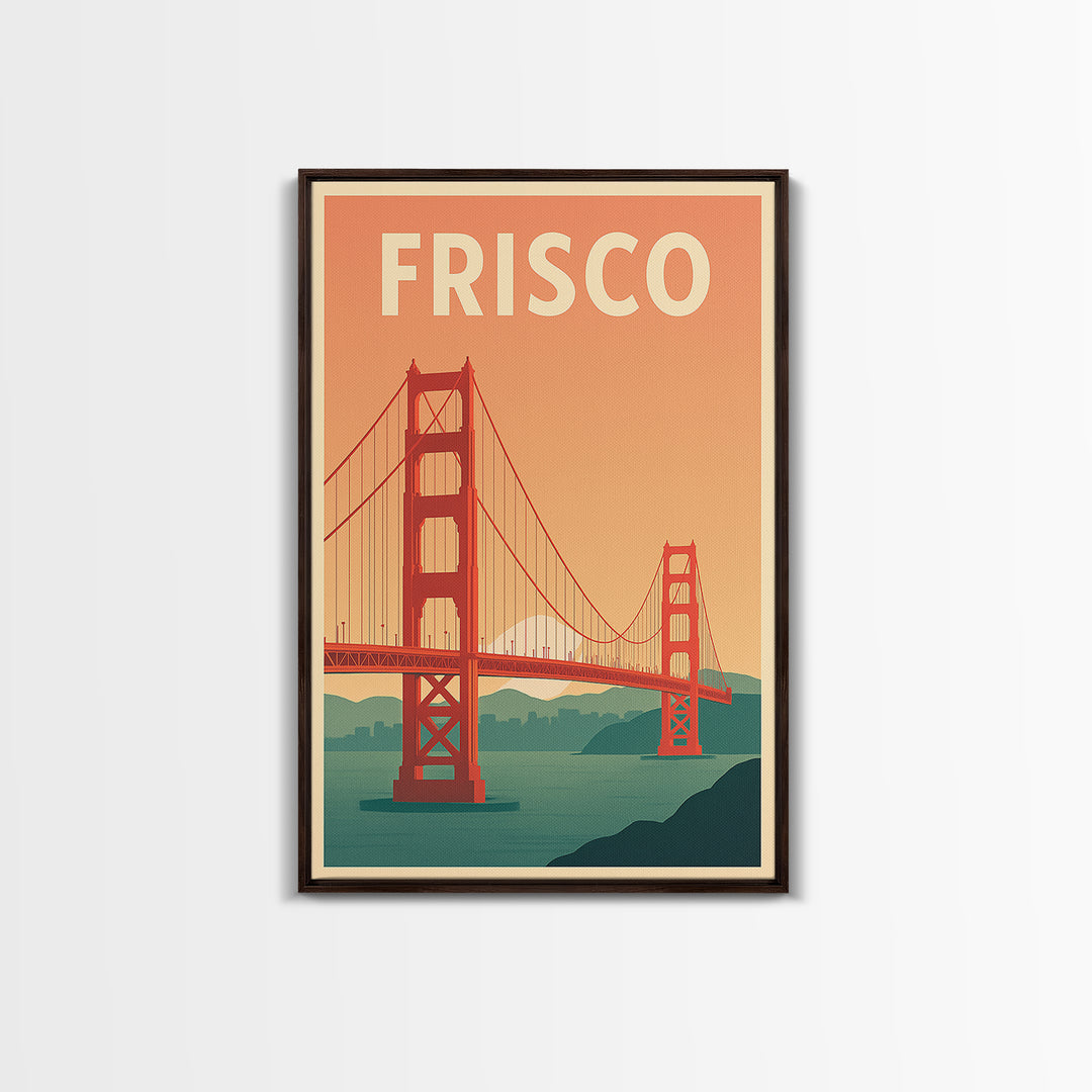Frisco Travel Poster, Canvas Print, Mid Century City Wall Art, Frisco Art Print, Retro Travel Print, Home Office Decor, Travel Wall Decor