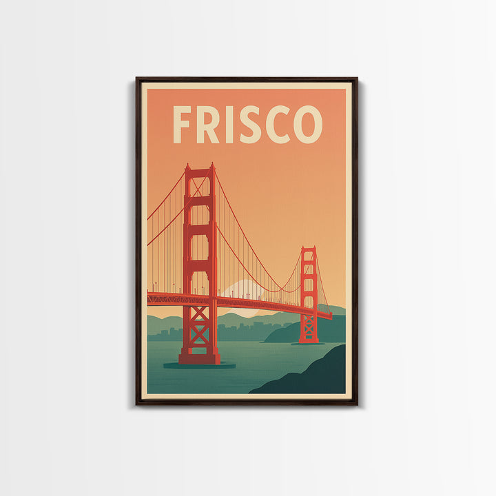 Frisco Travel Poster, Canvas Print, Mid Century City Wall Art, Frisco Art Print, Retro Travel Print, Home Office Decor, Travel Wall Decor