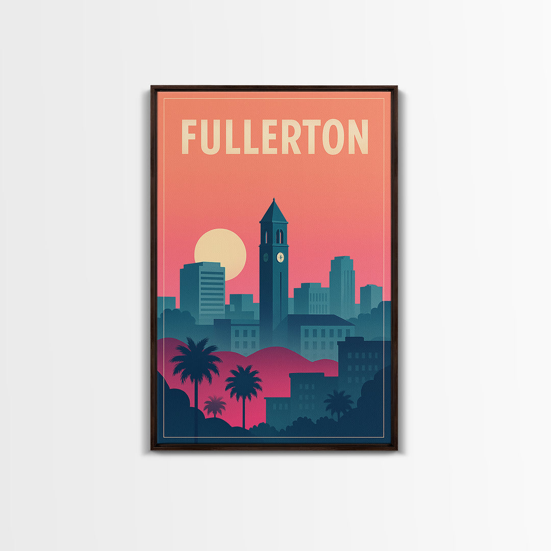 Fullerton Travel Poster, Canvas Print, Mid Century City Wall Art, Fullerton Wall Art, City Travel Prints, Mid Century Wall Art