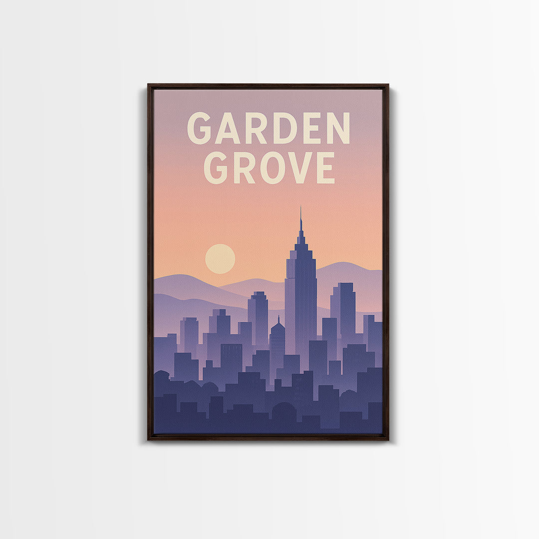 Garden Grove California Travel Poster, Canvas Print, Mid Century City Wall Art, Garden Grove Wall Art, Travel Poster Art, Travel Art Print