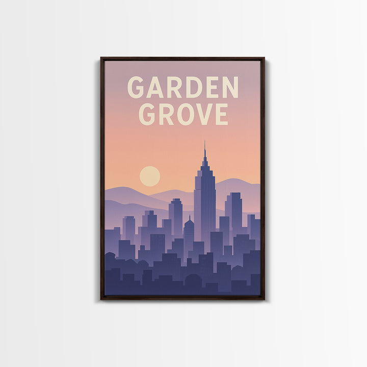 Garden Grove California Travel Poster, Canvas Print, Mid Century City Wall Art, Garden Grove Wall Art, Travel Poster Art, Travel Art Print