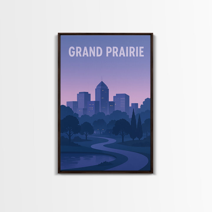 Grand Prairie Texas Travel Poster, Canvas Print, Mid Century City Wall Art, Grand Prairie Poster Print, Travel Poster Set, Modern Wall Decor