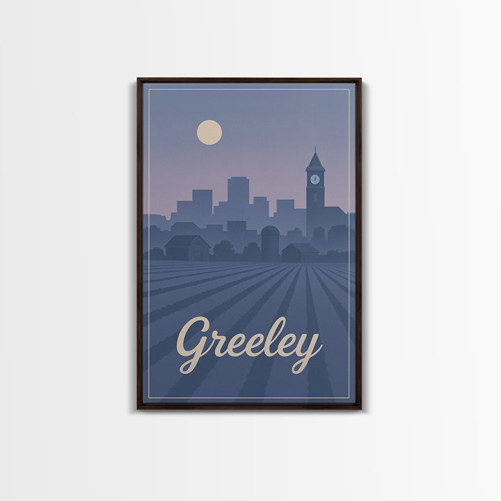Greeley Travel Poster, Framed Canvas Print, Classic Travel Poster Art, Greeley Art Print, Retro Travel Print, Vintage City Art