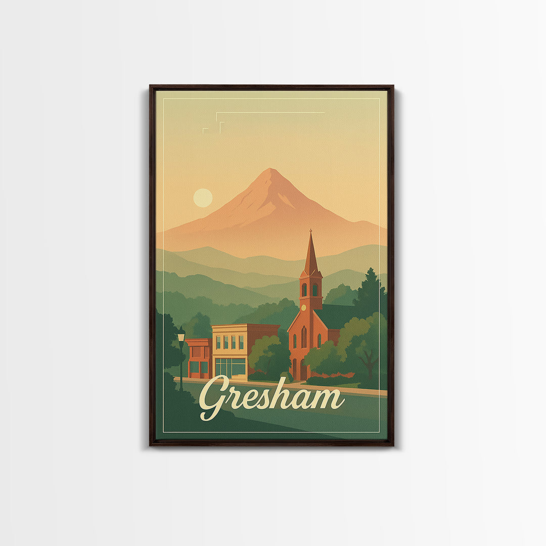 Gresham Oregon Travel Poster, Canvas Print, Classic Poster Art, Gresham Wall Art, Office Decor, City Travel Prints, Retro Travel Print
