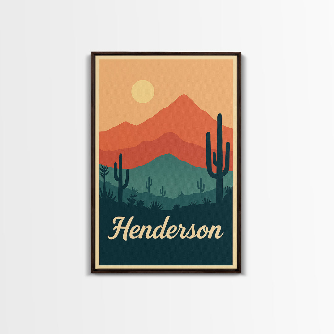 Henderson Nevada Travel Poster, Canvas Print, Classic Travel Poster Art, Henderson Art Print, City Travel Prints, Living Room Wall Art