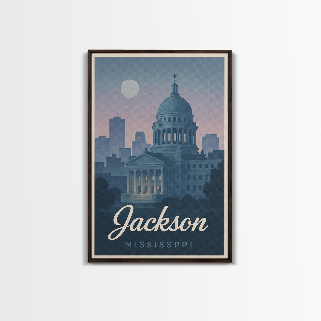 Jackson Travel Poster, Canvas Print, Mid Century City Wall Art, Jackson Wall Art, Travel Wall Art, Gift For Travelers, Travel Art Print