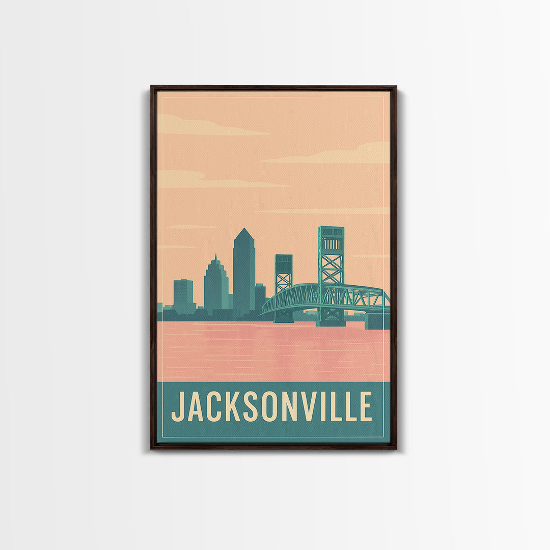 Jacksonville Travel Poster, Canvas Print, Classic Travel Poster Art, Jacksonville Wall Art, Fine Art Print, Home Office Decor, Design 2