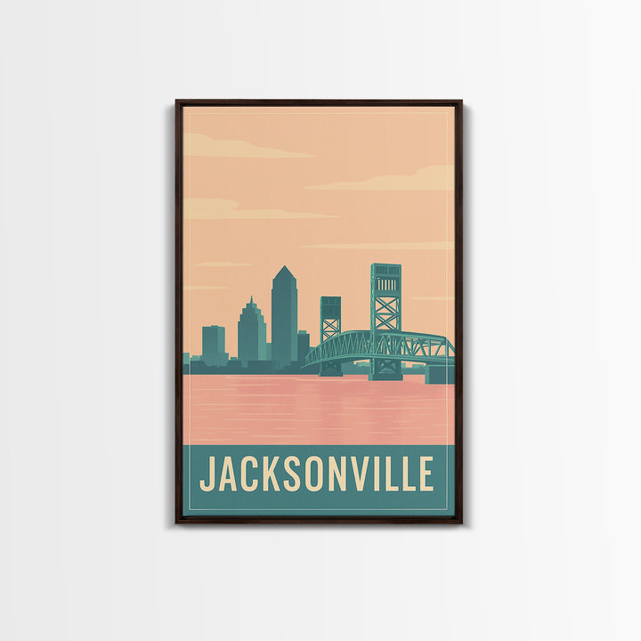Jacksonville Travel Poster, Canvas Print, Classic Travel Poster Art, Jacksonville Wall Art, Fine Art Print, Home Office Decor, Design 2