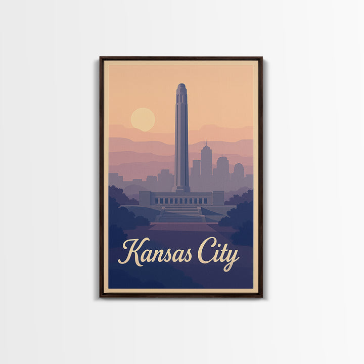 Kansas City Travel Poster, Canvas Print, Vintage Travel Poster Art, Kansas City Art Print, Travel Wall Art, Vintage City Art, Wall Art