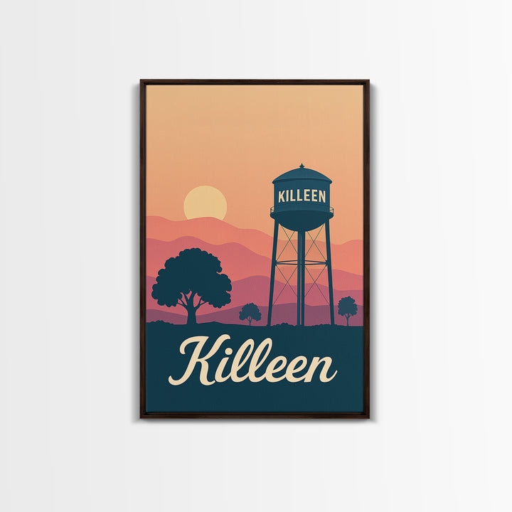 Killeen Texas Travel Poster, Canvas Print, Mid Century City Wall Art, Killeen Art Print, Modern Wall Decor, Travel Poster Art, Wall Decor