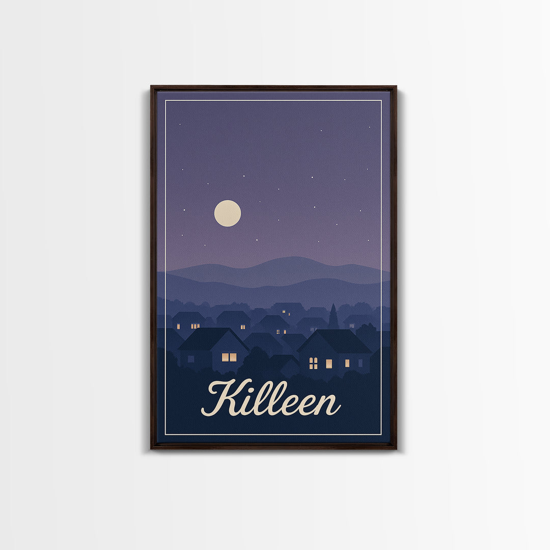 Killeen Travel Poster, Canvas Print, Classic Travel Poster Art, Killeen Poster Print, City Illustration, Travel Wall Art, Travel Poster Set