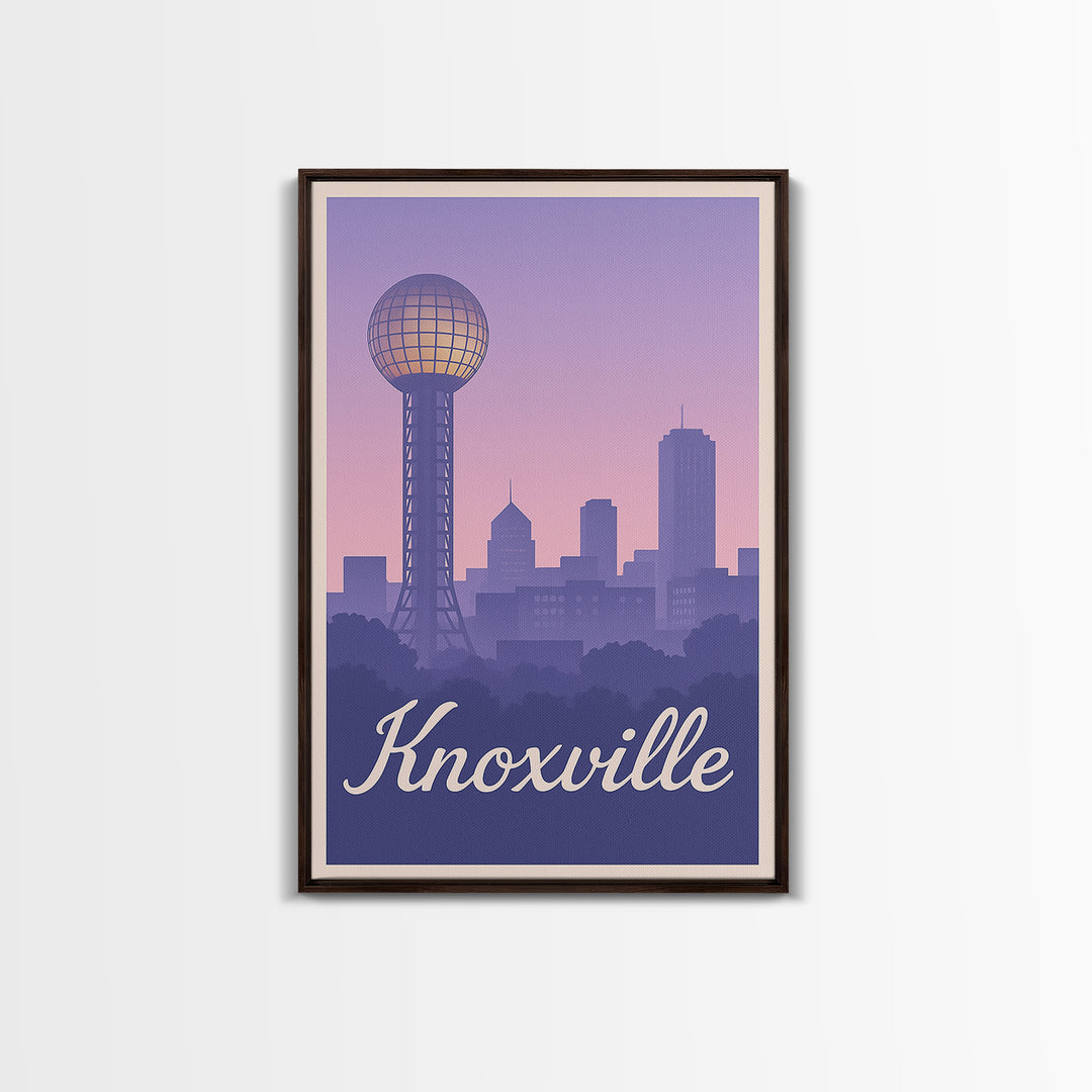 Knoxville Travel Poster, Framed Canvas Print, Mid Century City Wall Art, Knoxville Travel Art, Mid Century Wall Art, Travel Wall Decor