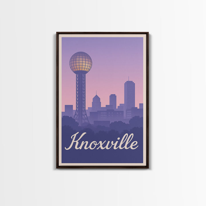 Knoxville Travel Poster, Framed Canvas Print, Mid Century City Wall Art, Knoxville Travel Art, Mid Century Wall Art, Travel Wall Decor