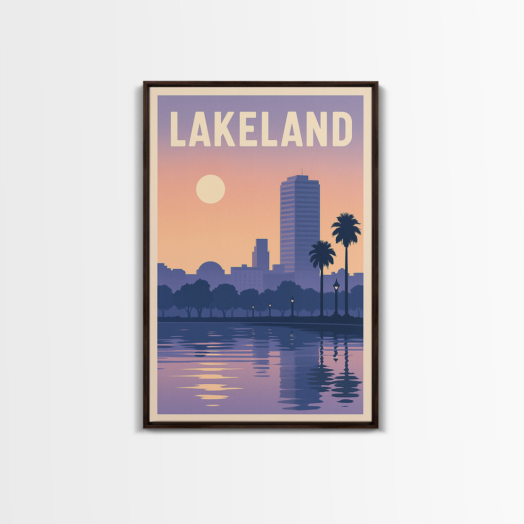 Lakeland Florida Travel Poster, Framed Canvas Print, Mid Century City Wall Art, Lakeland Poster Print, Vintage Travel Art, Travel Wall Art