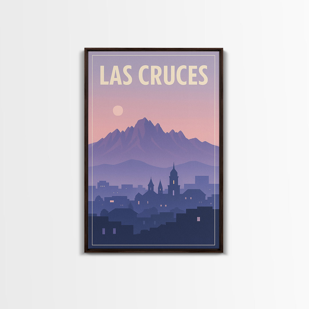 Las Cruces New Mexico Travel Poster, Canvas Print, Retro Sunset Skyline Art, Las Cruces Art Print, Modern Wall Decor, City Illustration