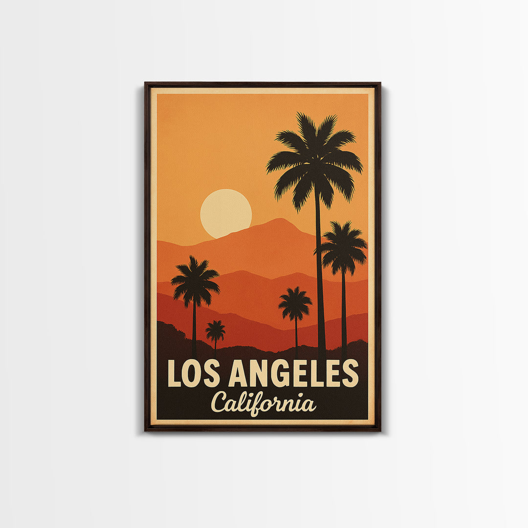 Los Angeles Travel Poster, Canvas Print, Mid Century City Wall Art, Los Angeles City Art, Retro Travel Print, Fine Art Print, Wall Art