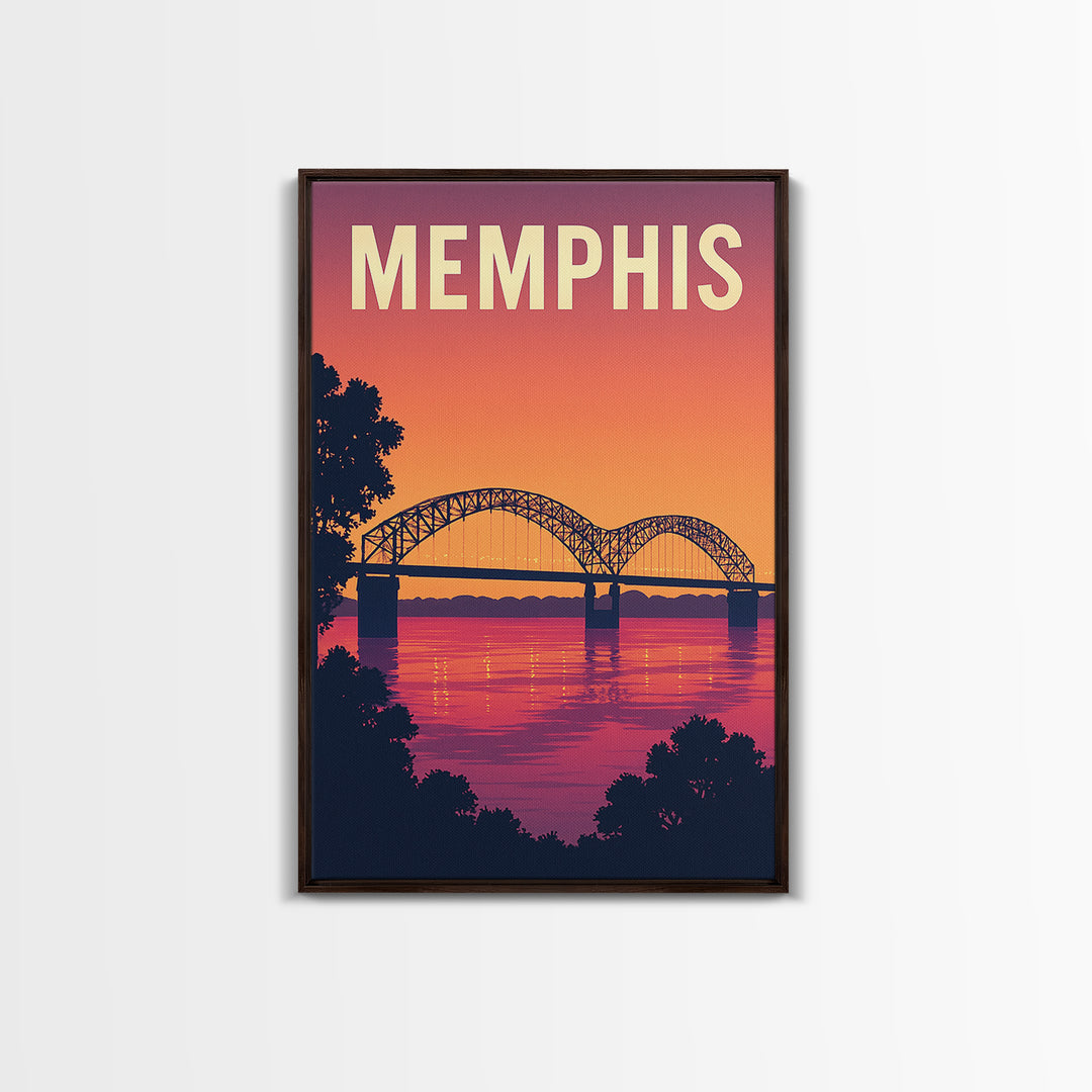 Memphis Tennessee Travel Poster, Framed Canvas Print, Vintage Travel Poster Art, Memphis Travel Art, Retro Travel Print, Fine Art Print