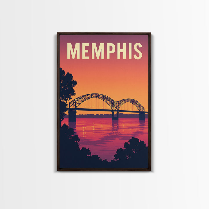 Memphis Tennessee Travel Poster, Framed Canvas Print, Vintage Travel Poster Art, Memphis Travel Art, Retro Travel Print, Fine Art Print