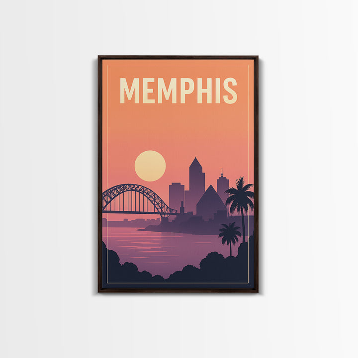 Memphis Travel Poster, Framed Canvas Print, Mid Century City Wall Art, Memphis Art Print, Home Office Decor, Fine Art Print, Poster Art